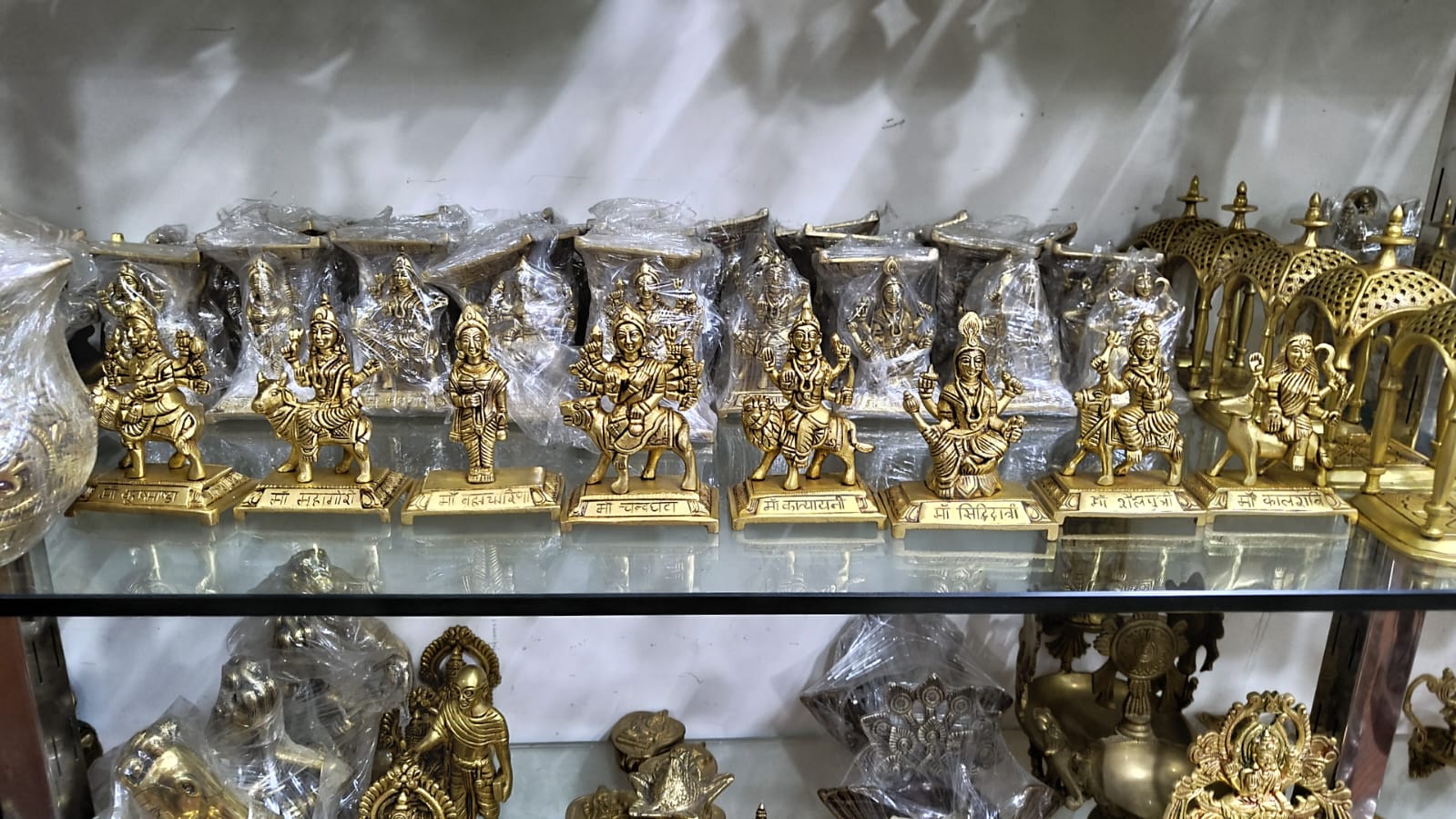 Brass 9 Durga Statue Idol Set for Home Temple/Home Decor/Gift Item. Size : 5.5"", Gold,